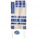 Raw Silk Appliqued Stripes Tallit – Blue TRA-3