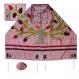 Embroidered Raw Silk Tallit - Tree of life - Pomegranates pink TFA-12