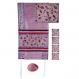 Embroidered Raw Silk Tallit - The Matriarchs embroidered pink TFA-10